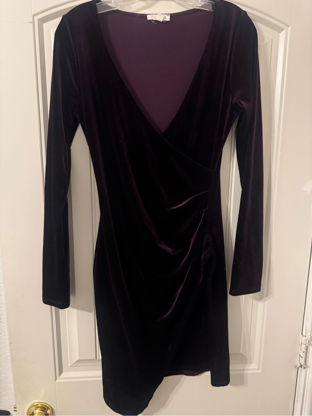 a'gaci Velvet Wrap Dress in Plum